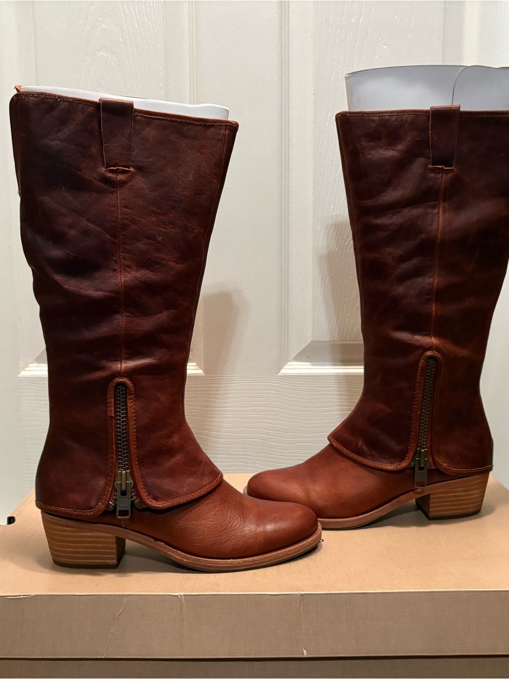 Kork-Ease Women's Tall Leather Heeled Boots in Brown - Picture 6 of 7